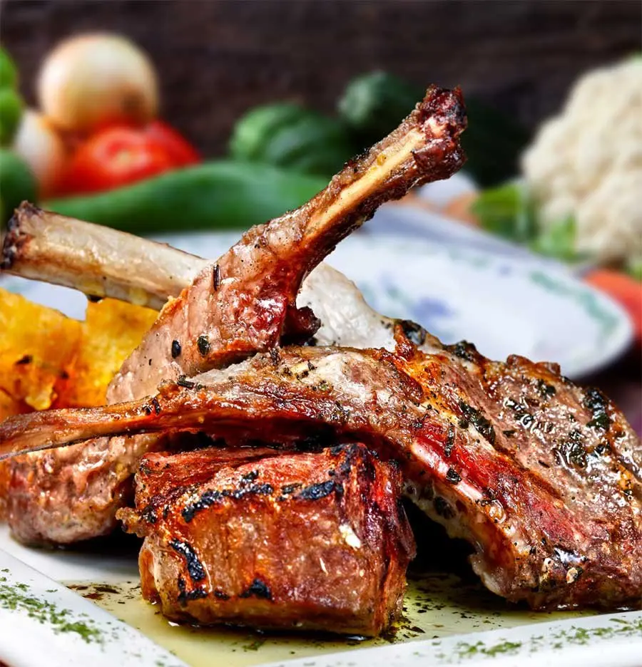 Grilled lamb chops with rosemary at Dunya Lounge
